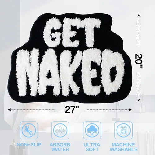 Miniatura 2 de Alfombra de baño Get Naked, bonita alfombra de baño para baño, tapete antideslizante para suelo de ducha, tapete ultra suave, divertida decoración