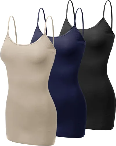 Miniatura 230 de Emmalise Camisola larga casual básica para mujer, con tirantes ajustables, top en capas