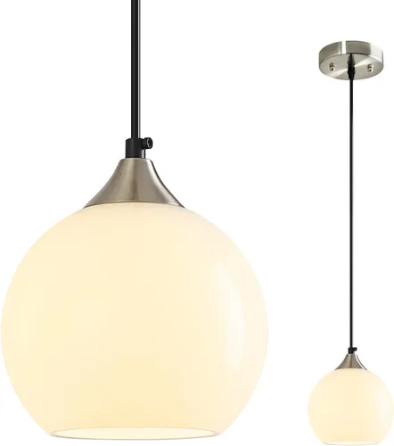 Miniatura 15 de Luces colgantes de cristal verde claro, iluminación de isla de cocina, luminarias de luz colgante de globo, iluminación colgante moderna