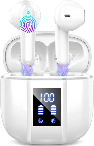 Miniatura 8 de Auriculares inalámbricos, auriculares Bluetooth 5.4 con graves estéreo, auriculares Bluetooth en el oído con cancelación de ruido y micrófono