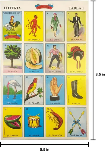 Miniatura 3 de Loteria Mexicana Tradicional Mini Don Clemente 20 Jugadores 160 Fichas - Juego de mesa mediano de bingo mexicano, 160 fichas de plástico para 20