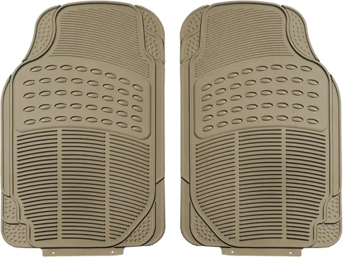 FH Group Alfombrillas automotrices Climaproof resistentes al clima para protección de todo tipo de clima, ajuste universal, recortables, Beige