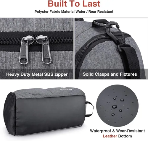 Miniatura 5 de Canway Bolsa deportiva para gimnasio, bolsa de viaje con bolsillo húmedo y compartimento para zapatos para hombres y mujeres, 45L, ligera