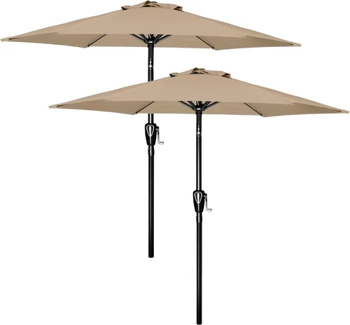 Miniatura 22 de Simple Deluxe sombrilla de patio de 7.5 pies, sombrilla de mesa para exteriores, sombrilla de jardín con botón de inclinación/manivela, 6 varillas