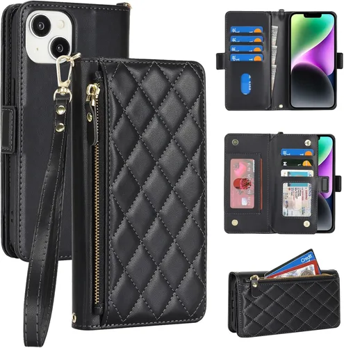 Miniatura 11 de Funda compatible con iPhone 13 Pro Max para Apple 12 Pro Max, piel sintética naranja, rombo para mujeres y hombres, bolsillo con cremallera