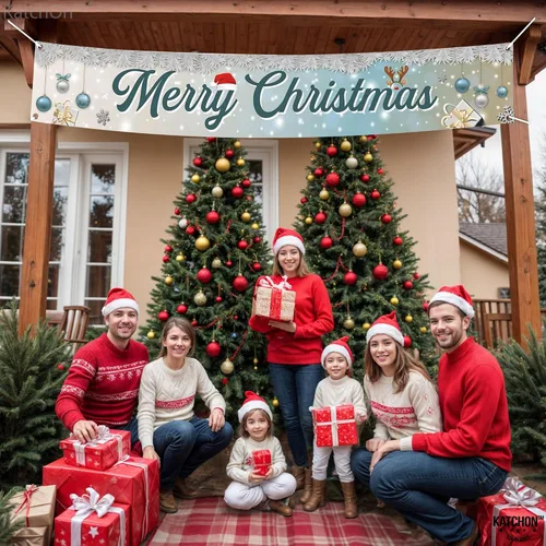 Miniatura 6 de KatchOn, Cartel de Feliz Navidad para patio, grande, 120 x 20 pulgadas, pancarta de Feliz Navidad al aire libre para decoraciones de Navidad