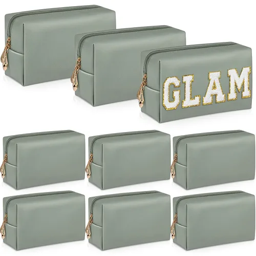 Miniatura 11 de Sanwuta 9 bolsas de maquillaje a granel de poliuretano con doble cremallera, bolsa de cosméticos, artículos de tocador de maquillaje, bolsa pequeña