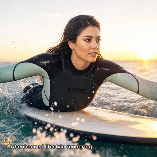 Miniatura 5 de Traje de neopreno de 0.118 pulgadas para mujer, natación en agua fría con cremallera trasera, adecuado para buceo, natación, surf, esnórquel y otros
