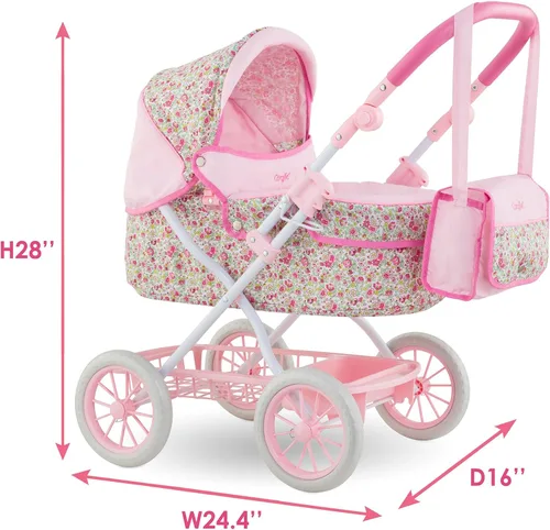 Miniatura 3 de Corolle Cochecito de muñeca de bebé para niñas, cochecito de bebé plegable de juguete para muñecas con diseño de carro, cochecito rosa