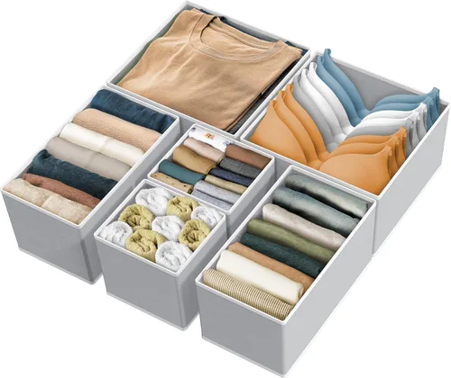 Miniatura 22 de Simple Houseware Organizador de Cajón de Ropa Interior para Lencería/Ropa Interior/Sostén/Bragas/Calcetines/Mameluco, Juego de 6, Gris Oscuro