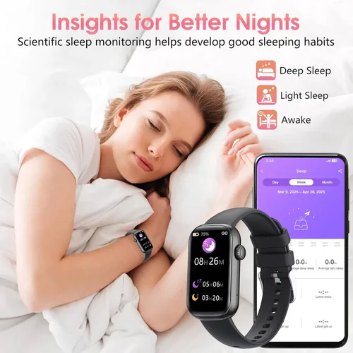 Miniatura 3 de Rastreador de actividad física, reloj inteligente con frecuencia cardíaca dinámica 24/7, monitoreo de oxígeno en sangre, contador de sueño, Negro