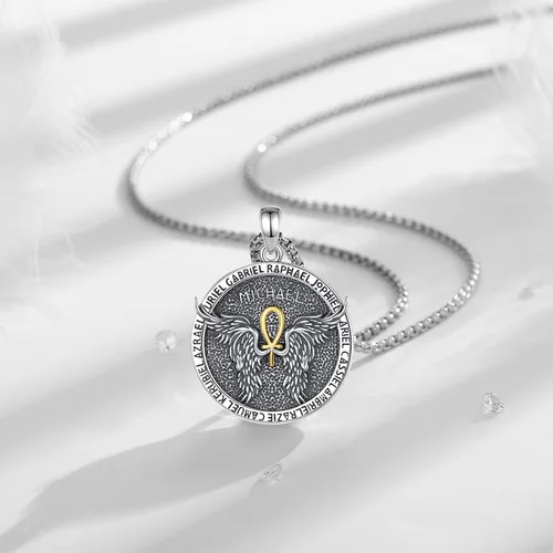 Miniatura 29 de Vito Collar de plata de ley 925 para mujeres y hombres, San Benito, crucifijo, Caravaca, San Cristóbal, San Judas, medalla patronal, amuleto