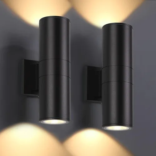 Miniatura 12 de DAKAFUL 5CCT - Luces de pared regulables para exteriores, paquete de 2 unidades, 3000 K, 5000 K, 6000 K, cilindro LED integrado, luz de aluminio