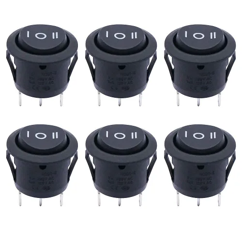Twidec Interruptor basculante de 3 pines 3 posiciones ON/OFF/ON AC 6A/125V 10A/250V SPDT Coche Barco Negro Interruptor basculante palanca KCD1-5-103