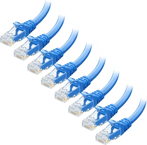Cable Matters Paquete de 8 cables Ethernet Cat 5e sin enganches, cable Gigabit Cat5e, cable Ethernet Cat5e, azul