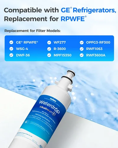 Miniatura 3 de Waterdrop WD-F19C-AL Filtro de agua alcalino para refrigerador, mejora el pH, repuesto para GE® RPWFE®, filtro de agua para refrigerador RPWF