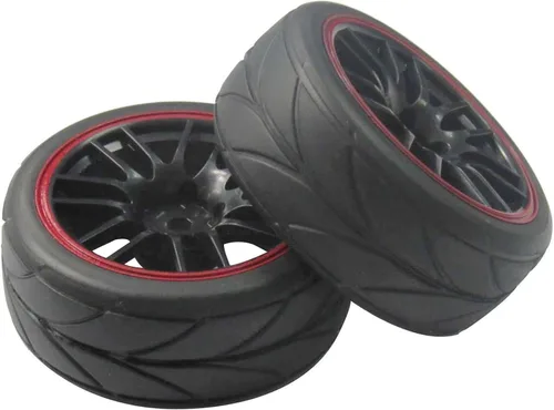 Miniatura 6 de ShareGoo - Llantas hexagonales de 0.472 in y neumáticos de goma de diámetro exterior de 2.59 pulgadas para auto de turismo RC 1/10 en carretera