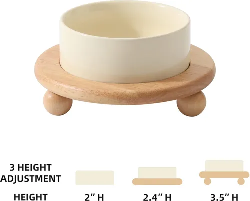 Miniatura 2 de Havniva - Tazón de cerámica elevado para comida y agua de gatos, cuenco para gatitos, plato de gato elevado, comedero para mascotas