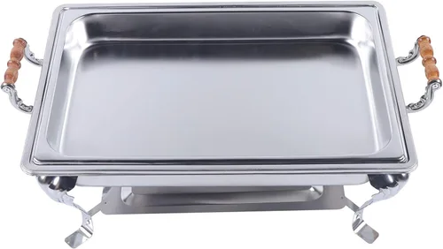 Miniatura 6 de Juego de platos para bufé, recipiente de calentamiento de acero inoxidable, calentador de alimentos, aislamiento de alimentos, rectangular