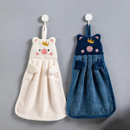 Miniatura 7 de Paquete de 3 toallas de mano colgantes de dibujos animados, toallas de mano colgantes para niños, para cocina, baño, hogar
