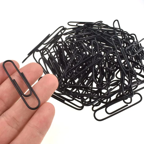 Miniatura 25 de HAHIYO Clips de papel grandes de 1.1 pulgadas (1.102 in) de longitud, clips negros con revestimiento de vinilo para evitar arañazos y desgarros