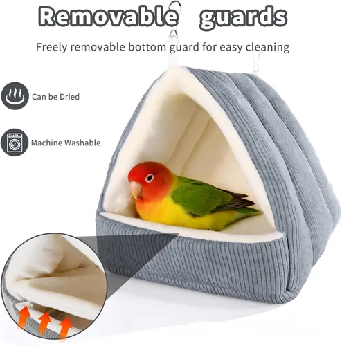 Miniatura 4 de Casa de pájaros y cama para pájaros cálida de invierno para jaula con hamaca colgante y tienda de campaña de felpa suave, nido para dormir escondido