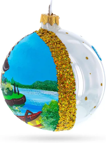 Miniatura 2 de Bali, Indonesia Bola de Vidrio Adorno de Navidad 4 Pulgadas