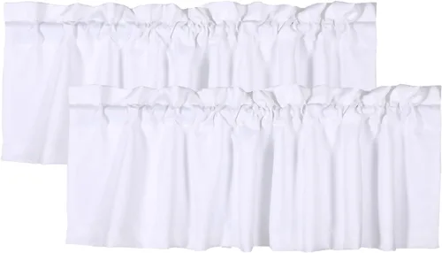 Miniatura 14 de 2 paneles de cenefas de cortina para ventanas, cenefas opacas de 52 x 18 pulgadas, cenefas decorativas con bolsillos para barra de 1.9 pulgadas