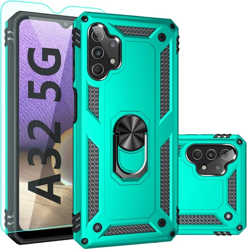 Miniatura 10 de Funda para Samsung Galaxy A32 5G con protector de pantalla, grado militar, probada contra caídas de 16 pies, color azul