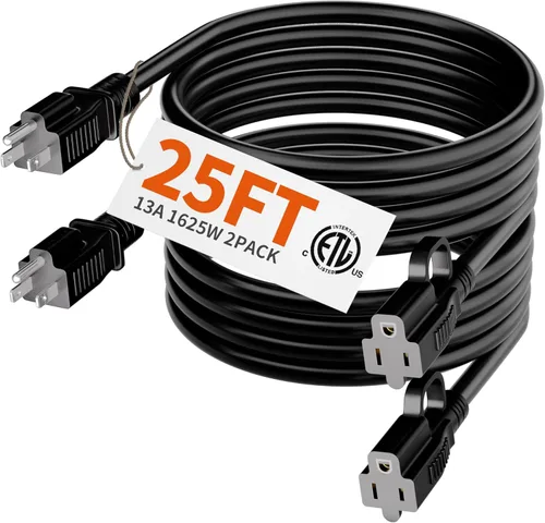 Miniatura 49 de HUANCHAIN Cable de extensión para interiores y exteriores, 50 pies, impermeable, calibre 16/3, flexible, resistente, cable de extensión para Amarillo