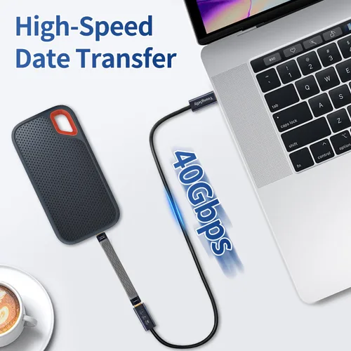 Miniatura 6 de Cable USB C codo hembra a macho de 1.64 pies, compatible con Thunderbolt 4/3, USB4/3, soporta carga rápida de 240 W (48 V/5 A máximo), transferencia