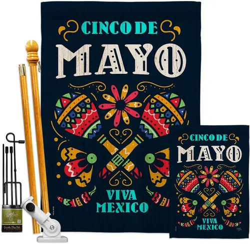 Miniatura 11 de Breeze Decor Cinco de Mayo Viva México - Juego de banderas de jardín para fiesta de verano, cactus, piñata, sombrero, fiesta mexicana, pequeña