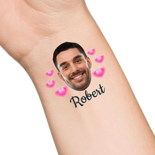 Miniatura 39 de Tatuajes temporales personalizados con texto de nombre, tatuaje temporal personalizado con logotipo fotográfico para adultos, parejas, mujeres