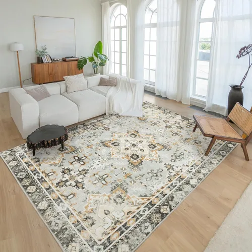 Miniatura 9 de Asrug Alfombra de pasillo de 2 x 7, lavable para pasillos, antideslizante, cocina, baño, lavandería, alfombra de pasillo vintage, alfombra suave