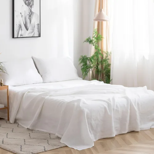 Miniatura 18 de Simple&Opulence - Juego de sábanas de 100 % lino, tamaño King, lino francés lavado, 4 piezas, transpirables; ropa de cama que incluye 1 sábana Lino