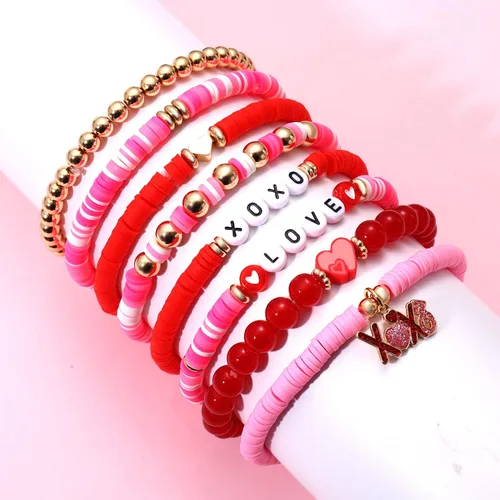 Miniatura 232 de Surfer Heishi - Pulseras apilables para mujer, apilables, de vinilo arcoíris, disco de arcilla, pulseras elásticas para la amistad, joyería bohemia