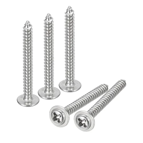 Miniatura 7 de uxcell ST3x6mm Phillips Pan Head Tornillo Autorroscante con Arandela, 100 piezas - Tornillo de madera de acero inoxidable 304 rosca completa (plata)