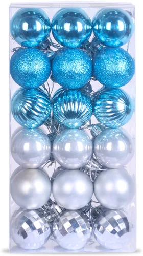 Miniatura 151 de Bolas de Navidad Grandes de 3.2" en Azul Bebé - Adornos para Árbol de Navidad, Bolas Colgantes Inastillables para Cumpleaños, Halloween, Boda