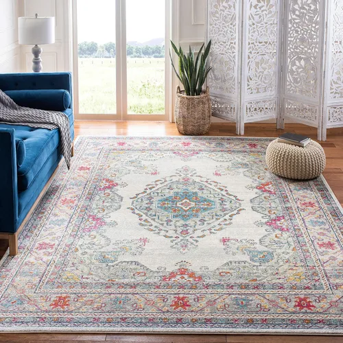 Miniatura 17 de SAFAVIEH Evoke Collection EVK250A - Alfombra de pasillo, 2 pies 2 pulgadas x 7 pies, color crema y fucsia, diseño oriental Shabby chic, no desprende
