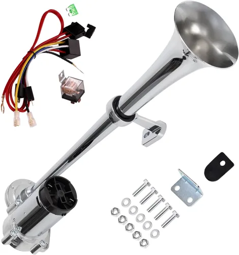 Miniatura 13 de FARBIN - Bocina de aire de 12 V/24 V, 150 dB, súper potente, bocina para automóvil, zinc cromado, bocina de aire de doble trompeta con compresor