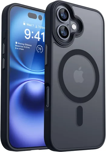 Miniatura 36 de CANSHN Funda magnética para iPhone 15 [compatible con MagSafe y probada contra caídas de grado MIL], funda delgada translúcida mate, antiarañazos, a