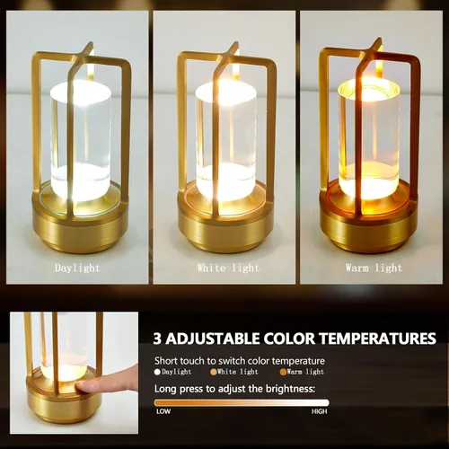 Miniatura 3 de Lámpara de Mesa Pequeña, Lámpara LED Recargable Inalámbrica Operada por Batería, Lámpara de Noche Ajustable de 3 Temperaturas de Color para Sala