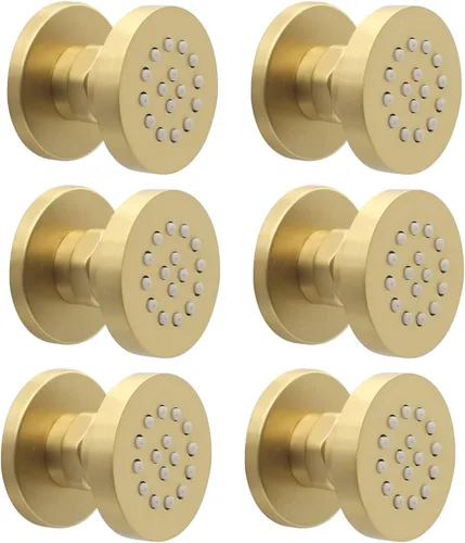 Miniatura 13 de HOMEDEC Cabezal de ducha redondo de latón de 2 pulgadas, para masaje, spa, soporte de pared, 4 piezas, negro mate