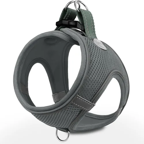 Miniatura 9 de Joytale arnés para perro, 12 colores, chaleco de malla transpirable, arnés acolchado suave reflectante para perros medianos, negro, XL.