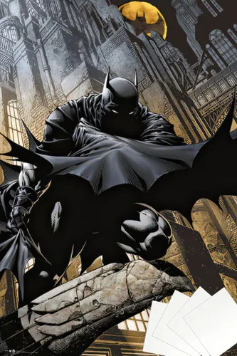 Miniatura 8 de Batman - Póster impreso de DC Comics (El caballero oscuro agachándose en gárgola) (tamaño 24 x 36 pulgadas)