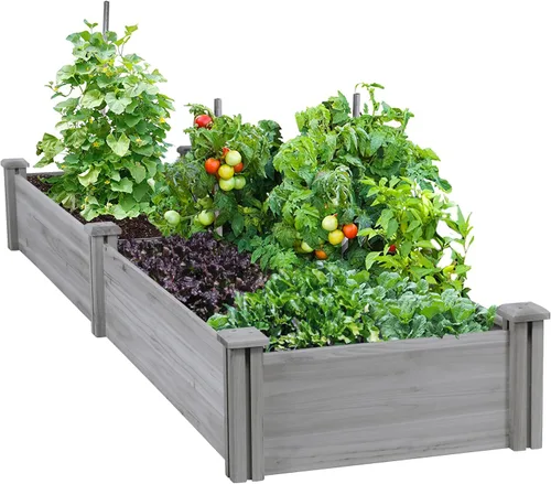 Miniatura 12 de Yaheetech Cama de jardín elevada de madera para horticultura de 8 x 2 pies, caja de plantación elevada divisible para flores/vegetales en patio