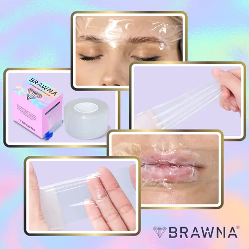 Miniatura 3 de BRAWNA Película conservadora superior de 1300 pies [1,312.3 ft] - Envoltura de microblading para rubor labial, laminación de cejas, kit de tinte
