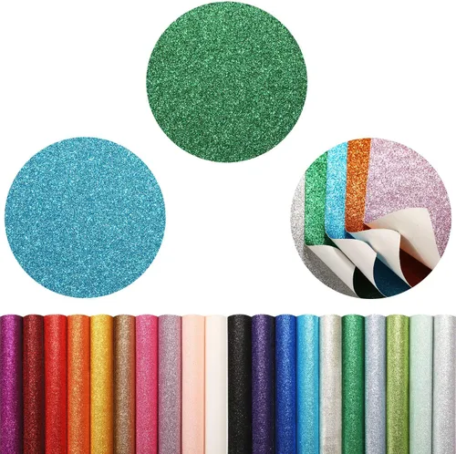 Miniatura 4 de WILLBOND 20 Piezas Hojas de Cuero Sintético Brillante con Purpurina Hojas de Tela de Cuero Sintético PU para Manualidades DIY Boda Costura