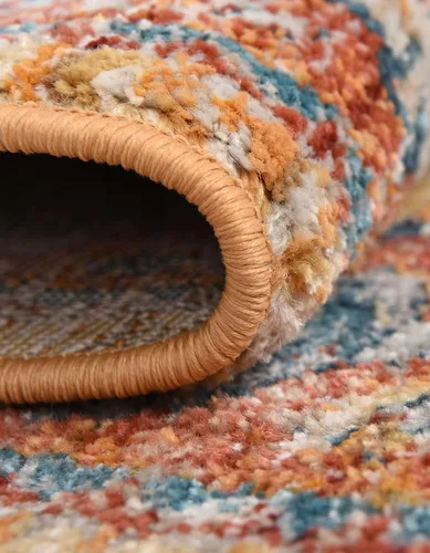 Miniatura 6 de Unique Loom Lola Collection - Alfombra gruesa (3 pies 11 pulgadas, cuadrada, amarillo/azul)
