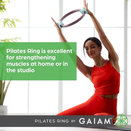 Miniatura 6 de Gaiam Anillo de Pilates Fitness Circle – Mangos acolchados de espuma ligera y duradera, equipo de ejercicio de resistencia flexible para tonificar